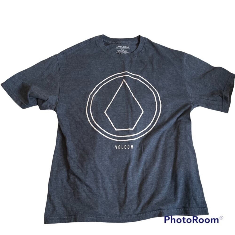 VOLCOM Skate Youth‎ Kids Heather Blue Diamond Short Sleeve Tee Shirt Large Boys
